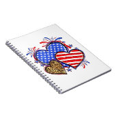 Leopard American Flag Heart 4 juli Verenigde State Notitieboek (Rechterzijde)