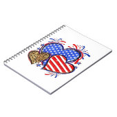 Leopard American Flag Heart 4 juli Verenigde State Notitieboek (Linkerzijde)