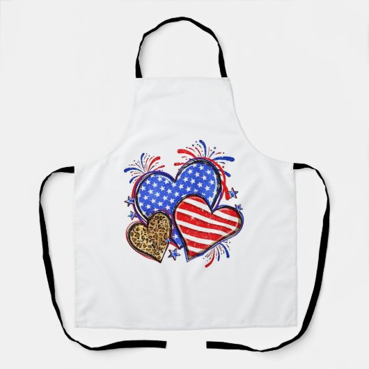 Leopard American Flag Heart 4 juli Verenigde State Schort (Voorkant)