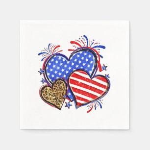 Leopard American Flag Heart 4 juli Verenigde State Servet