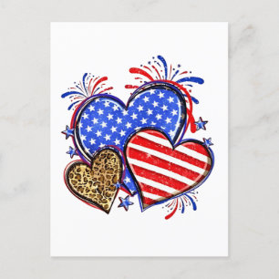 Leopard American Flag Heart 4 juli Verenigde State Uitnodiging Briefkaart
