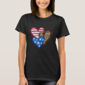 Leopard American Flag Hearts 4 juli Gift T-shirt (Voorkant)