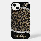 Leopard and Diamond Monogram iPhone Hoesje (Achterkant)