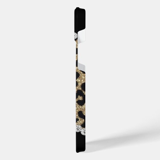 Leopard and Diamond Monogram iPhone Hoesje (Linkerkant)