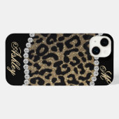 Leopard and Diamond Monogram iPhone Hoesje (Achterkant horizontaal)