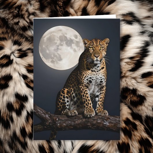 Leopard and Full Moon | Happy Birthday Husband Kaart