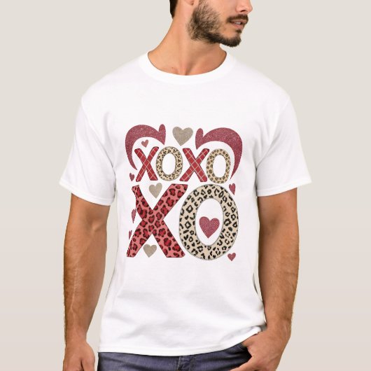 leopard and glitter XOXO Pattern T-shirt (Voorkant)