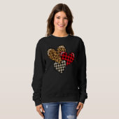 Leopard and Plaid Print Heart Valentine Love Like  Trui (Voorkant volledig)
