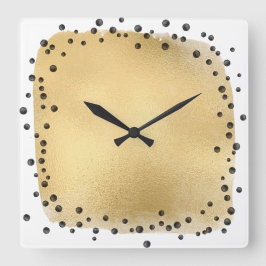 LEOPARD ANIMAAL PRINT GOLD BLACK SQUARE WALL CLOCK VIERKANTE KLOK (Voorkant)