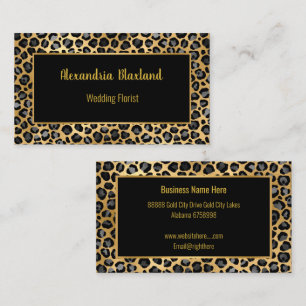 LEOPARD ANIMAAL PRINT GOLD BLACK VISITEKAARTJE