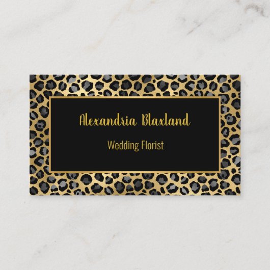 LEOPARD ANIMAAL PRINT GOLD BLACK VISITEKAARTJE (Voorkant)