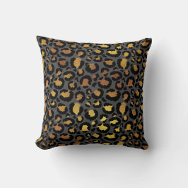Leopard Animal Black Honey Gold Graphite African Kussen