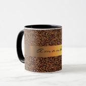 Leopard Animal Black Honey Stripe Name Coffe Mok (Voorkant links)
