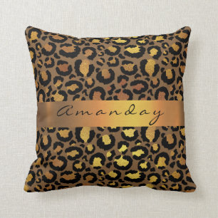 Leopard Animal Black Lux Gold Stripe Name Africa Kussen