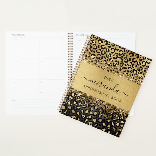 Leopard Animal Cheetah Zwart Goud Beauty Salon Planner (Display)