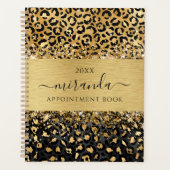 Leopard Animal Cheetah Zwart Goud Beauty Salon Planner (Voorkant)