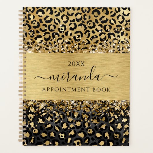 Leopard Animal Cheetah Zwart Goud Beauty Salon Planner (Voorkant)