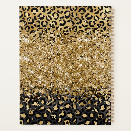 Leopard Animal Cheetah Zwart Goud Beauty Salon Planner (Achterkant)