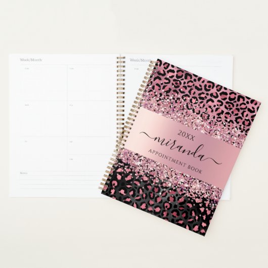 Leopard Animal Cheetah Zwart Roze Beauty Salon Planner (Display)