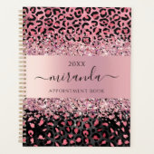 Leopard Animal Cheetah Zwart Roze Beauty Salon Planner (Voorkant)