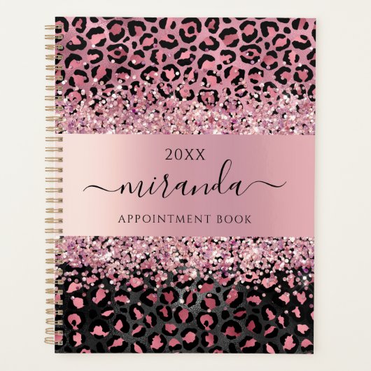 Leopard Animal Cheetah Zwart Roze Beauty Salon Planner (Voorkant)