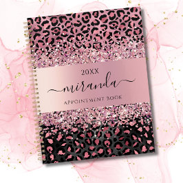 Leopard Animal Cheetah Zwart Roze Beauty Salon Planner