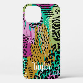 Leopard Animal Colorful Print Persoonlijke naam Case-Mate iPhone Case