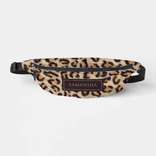 Leopard Animal Patroon Aangepaste naam Heuptasje (Voorkant)