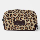 Leopard Animal Patroon Aangepaste naam Toilettasje (Voorkant)