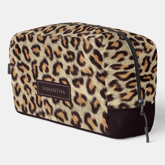 Leopard Animal Patroon Aangepaste naam Toilettasje (Rechterhoek)