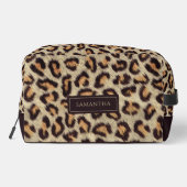 Leopard Animal Patroon Aangepaste naam Toilettasje (Achterkant)