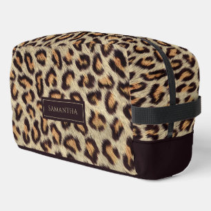 Leopard Animal Patroon Aangepaste naam Toilettasje