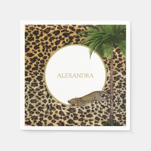 Leopard Animal Pattern Elegant Palm Party Servet (Voorkant)