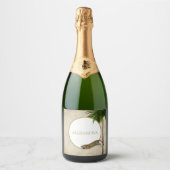 Leopard Animal Pattern Elegant Palm Party Sparkling Wijnetiket (Voorkant)