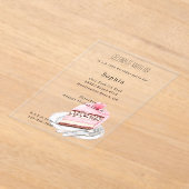 Leopard Animal Pink Heart Cake Birthday Acryl Uitnodigingen (Laagn)