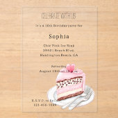 Leopard Animal Pink Heart Cake Birthday Acryl Uitnodigingen (Voorkant)