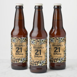 Leopard Animal Print 21e verjaardag Bier Etiket