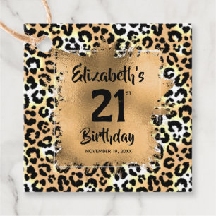 Leopard Animal Print 21e verjaardag op maat Bedankjes Labels