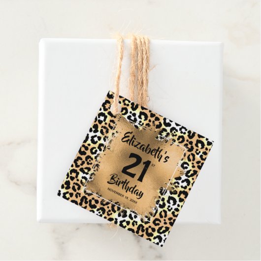 Leopard Animal Print 21e verjaardag op maat Bedankjes Labels (In situ)