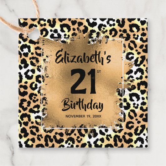 Leopard Animal Print 21e verjaardag op maat Bedankjes Labels (Voorkant)