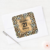 Leopard Animal Print 21e verjaardag op maat Vierkante Sticker (Envelop)