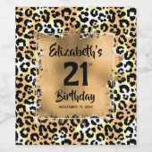Leopard Animal Print 21e verjaardag op maat Wijn Etiket (Enkel label)