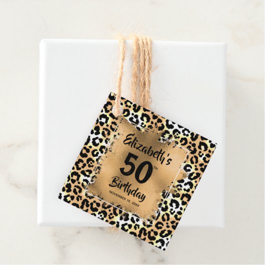 Leopard Animal Print 50th Birthday op maat Bedankjes Labels (In situ)