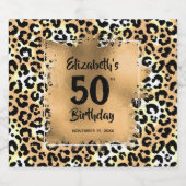 Leopard Animal Print 50th Birthday op maat Sparkling Wijnetiket (Enkel label)
