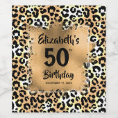 Leopard Animal Print 50th Birthday op maat Wijn Etiket (Enkel label)