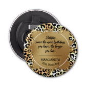 Leopard Animal Print Birthday Button Flesopener (Voorkant)