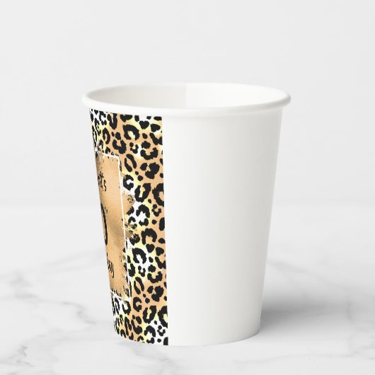 Leopard Animal Print Birthday Papieren Bekers (Links)