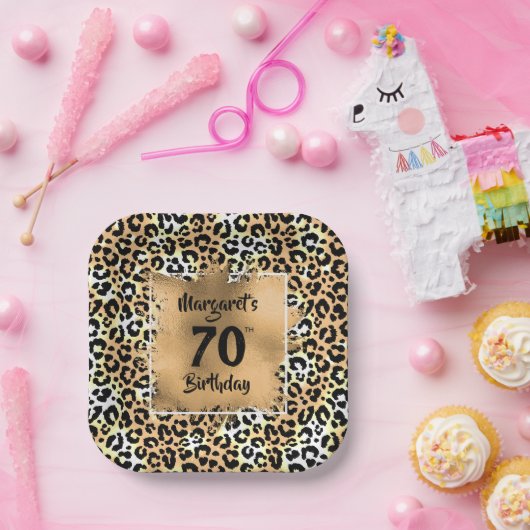 Leopard Animal Print Birthday Papieren Bordje (Feest)