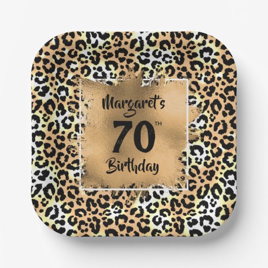 Leopard Animal Print Birthday Papieren Bordje (Voorkant)