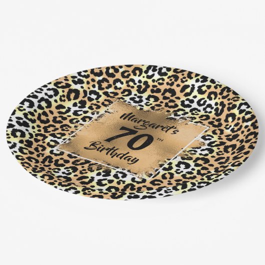 Leopard Animal Print Birthday Papieren Bordje (Gekanteld)